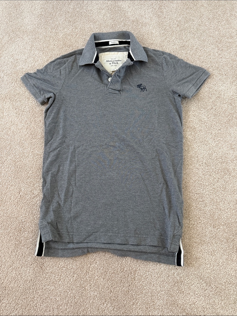 Abercrombie & Fitch Men's Grey Polo with Contrast Trim